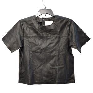 Remain Birger Christensen Audrey Shirt Slim Fit Leather Black Womens Size 40 NWT